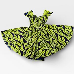 Purple Yellow African VERITABLE METEX WAX HEAVY 50s Style Fit Flare Dress 34x28